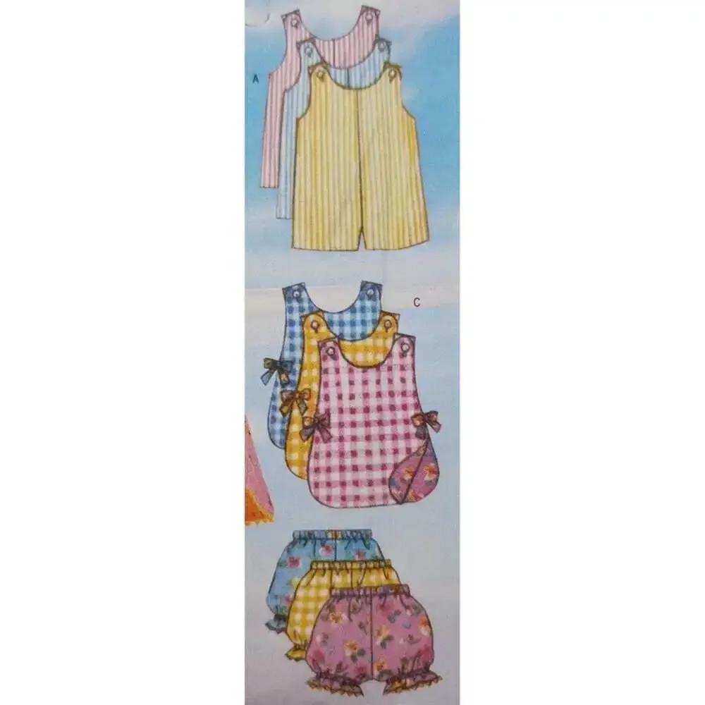 Butterick B5625 Pattern Infants Rompers, Jumper, Panties and Bucket Hat NB - XL